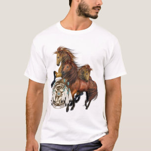 T-shirt Trois Stallions sauvages et Chemise Mandala