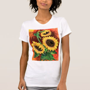 T-shirt Trois T-Chemises De Fleurs De Soleil Peinture