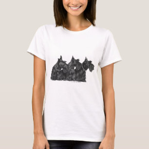 T-shirt Trois Teckels Écossais Curieux