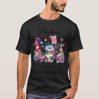T-shirt Trois Valentines Gnome Coffee Scrubs Santé Wo