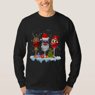 T-shirt Trois Verre de vin rouge Noël de chapeau pour No
