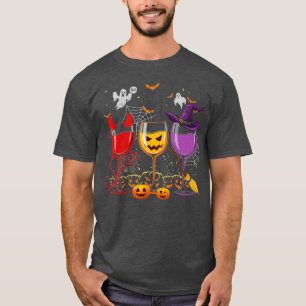 T-shirt Trois Verres De Vins Drôle Vin D'Halloween (2)