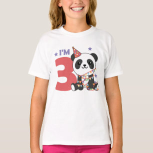 T-shirt Troisième Panda Anniversaire Pour Enfants 3 Ans T-
