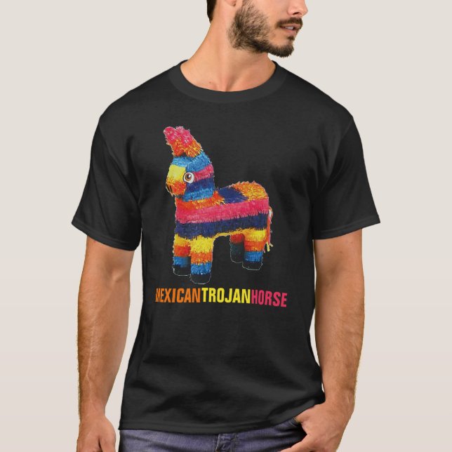 T-shirt Trojan Horse mexicain Piñata de mur drôle (Devant)