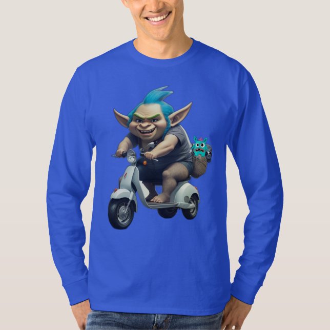T-shirt Troll bizarre sur un scooter (Devant)