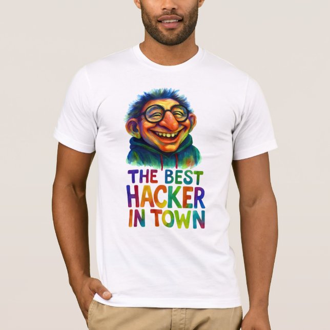 T-shirt Troll de hacker coloré - Le meilleur codeur dans T (Devant)