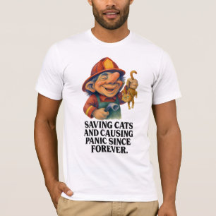 T-shirt Troll de pompier - Sauver des chats et provoquer l