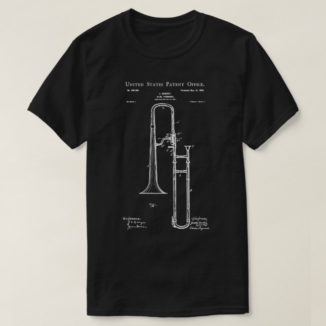 T-shirt Trombone de brevet américain (Design devant)