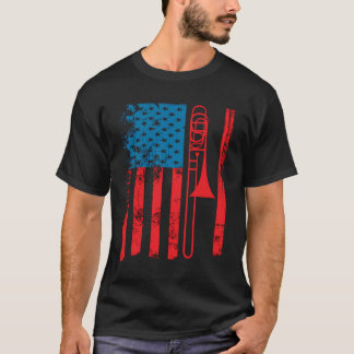 T-shirt Trombone Player Usa Drapeau Accessoires Cadeaux Po