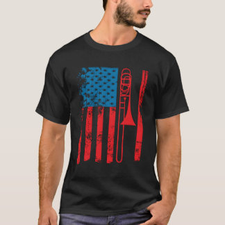 T-shirt Trombone Player Usa Drapeau Accessoires Pour
