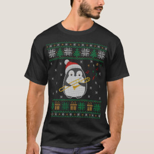 T-shirt Trombone Vilain Chandail de Noël Penguin Noël Fami