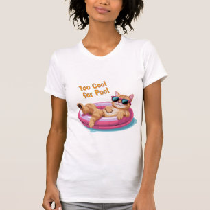 T-shirt Trop Cool pour la Piscine – Chat Drôle Flottant su