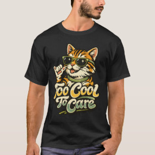 T-shirt Trop Cool Pour Se Soucier Lunettes De Soleil Chat