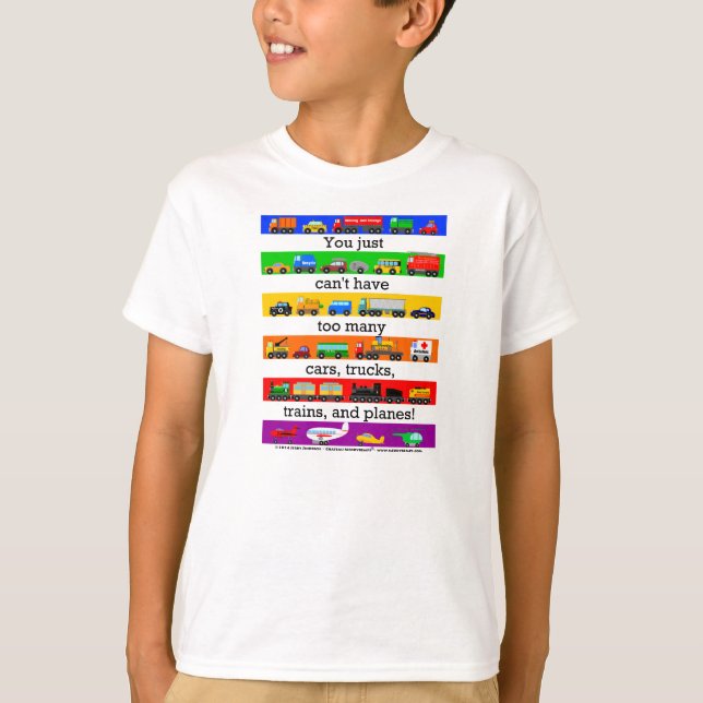 T-shirt Trop de voitures, de camions, d'avions, et de (Devant)
