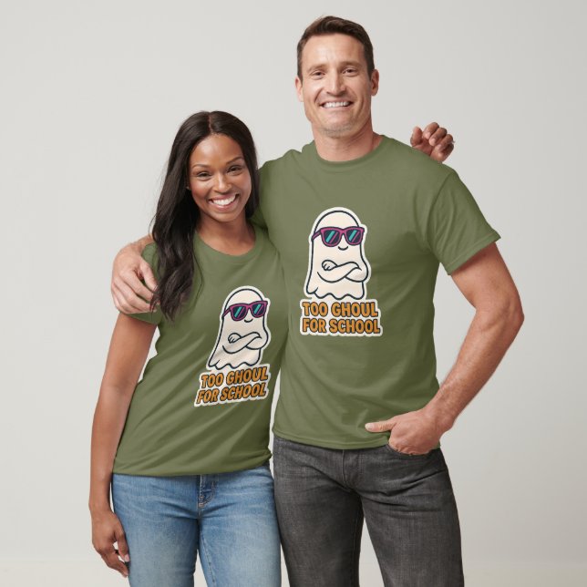 T-shirt Trop Ghoul Pour L'École Drôle Fantôme Halloween T- (Unisexe)