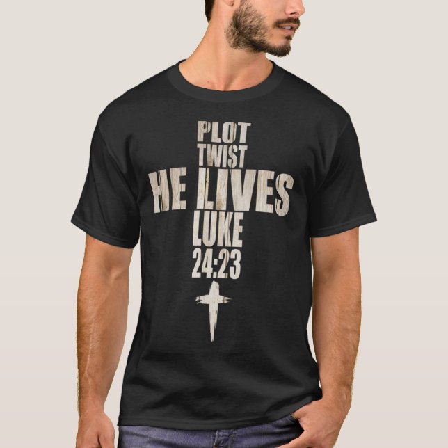 T-shirt Trop Il Vit Pâques Jour Croix Jésus Foi C (Devant)