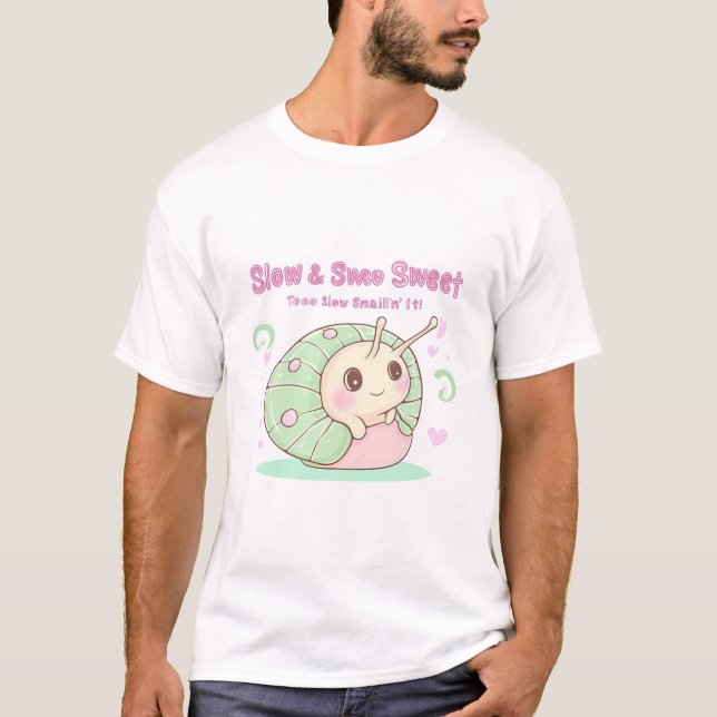 T-shirt Trop lent Snailin’ It - Citation d'escargot vert m (Devant)