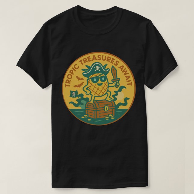 T-shirt Tropic Treasures Await Pineapple (Design devant)