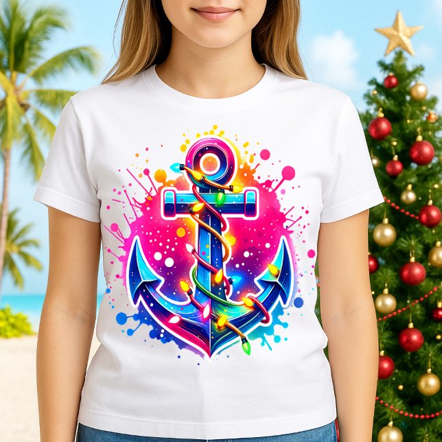 T-shirt Tropical Cruise Christmas Anchor with Lights (Créateur téléchargé)