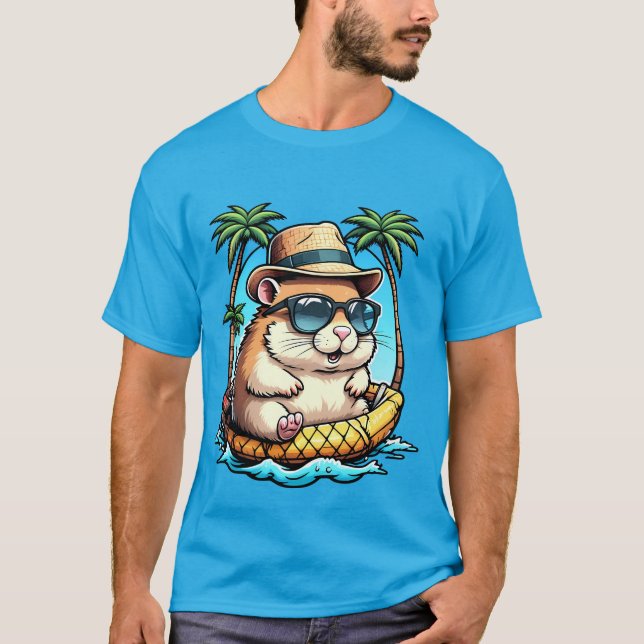 T-shirt Tropical Hamster in Pineapple Floaty Cute Summer  (Devant)
