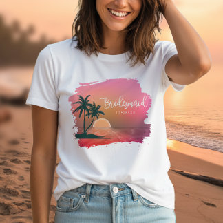 T-shirt Tropical Isle Sunrise Demoiselle d'honneur Rose ID