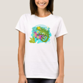 T-shirt Tropical lizard with Flowers