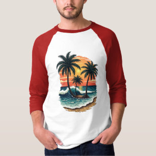 T-shirt Tropical Monterey Beach Tattoo Art Design Sleeve