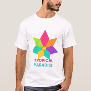 T-Shirt Tropical Paradise à Feuille Néon