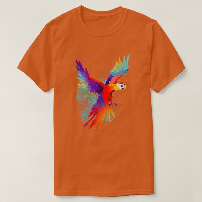 T-shirt Tropical Paradise Colourful Scarlet Macaws Parrot  (Design devant)