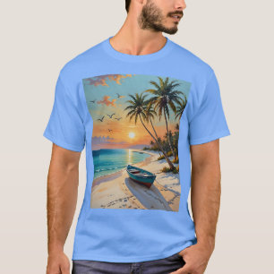 T-shirt Tropical Sunset Boat Beach Vibes Tee