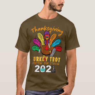 T-shirt Trot drôle de dinde de Thanksgiving en train de se