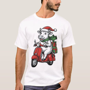 T-shirt Trottinette à cheval de Noël drôle Design Vintage_