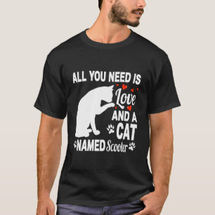 T-shirt Trottinette de nom de chat personnalisé Mignon cha
