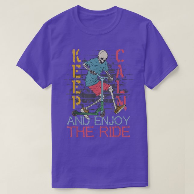 T-shirt Trottinette squelette streetstyle rétro stunt scoo (Design devant)