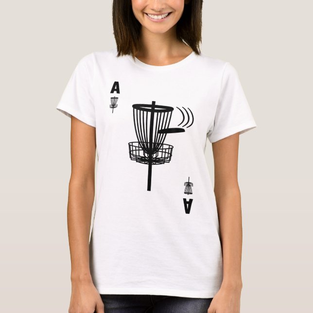 T-shirt Trou De Golf Frisbee En Une Carte Ace Drôle Disque (Devant)