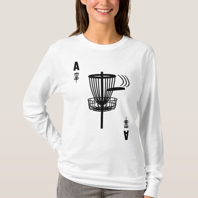T-shirt Trou De Golf Frisbee En Une Carte Ace Drôle Disque (Devant)