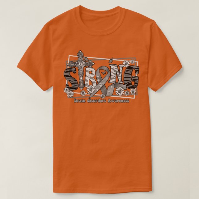 T-shirt Troubles cérébraux Sensibilisation ruban croisé Fo (Design devant)