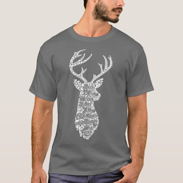 T-shirt Trouvez le message caché, Joyeux cerf de Noël (Devant)