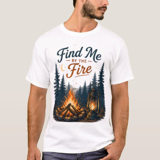 T-shirt Trouvez-Moi Près Du Feu De Camp Camping Nature 