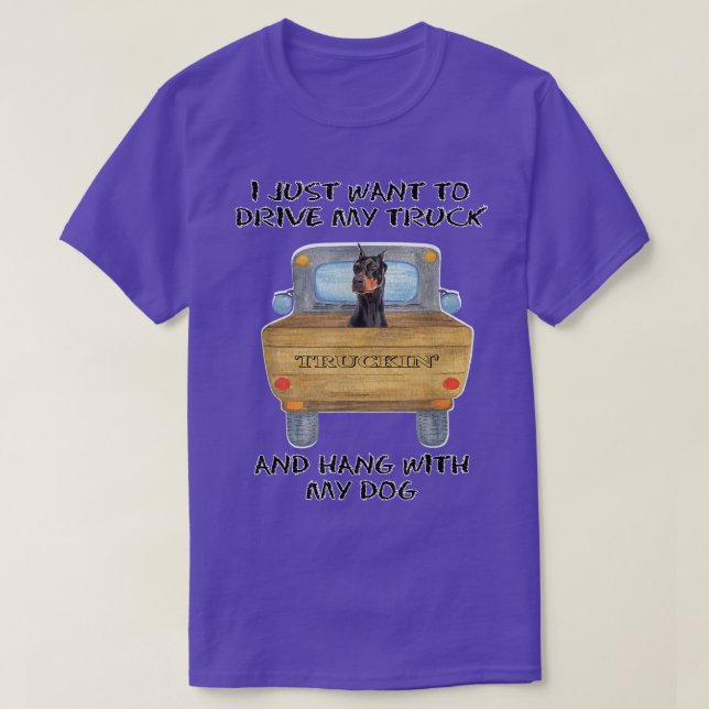 T-shirt Truck Driving Dog Doberman Pinscher  (Design devant)