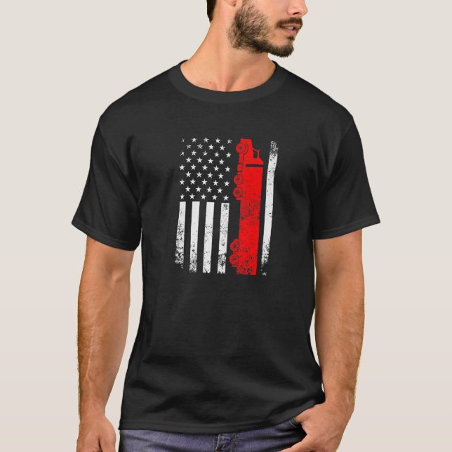 T-shirt Trucker American Flag Usa Patriotique Fier Funny T (Devant)