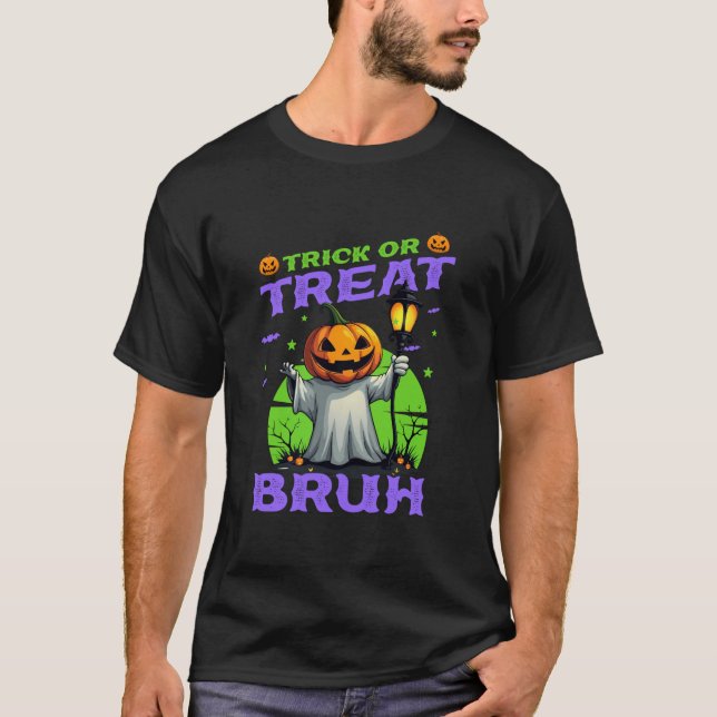 T-shirt Trucs Ou Traiter Bruh Ghost Halloween Citrouille C (Devant)