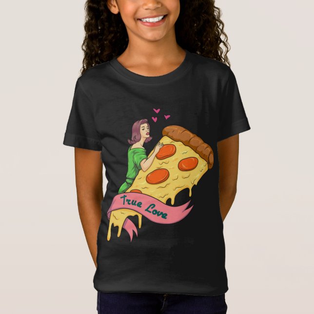 T-Shirt True Love Pizza Slice Retro Romance Design novel - (Devant)