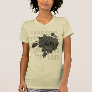 T-shirt True Love Rose Romantique Saint Valentin B&W