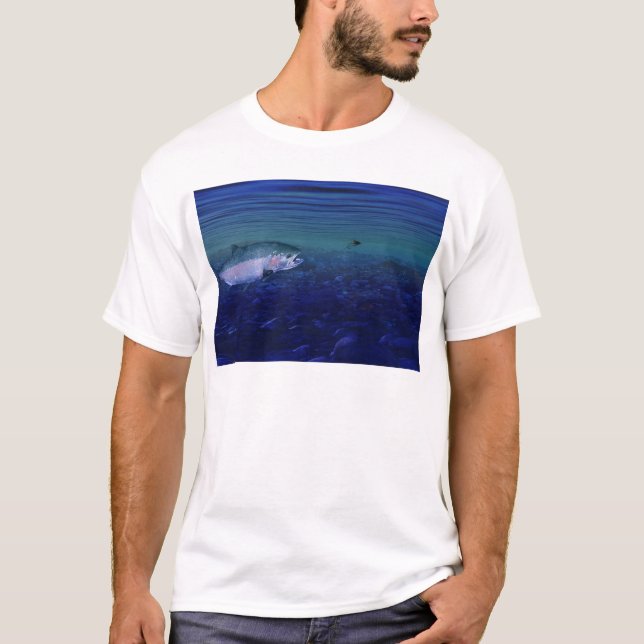 T-shirt Truite à tête d'acier prenant une mouche (Devant)