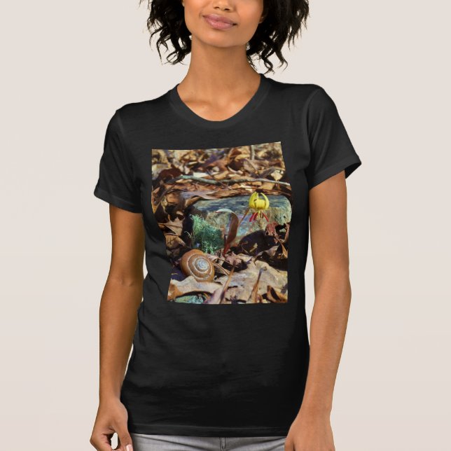 T-shirt Truite jaune et prune Lily et Coquille d'escargot (Devant)