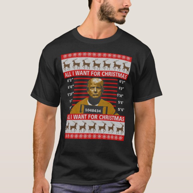 T-shirt Trump 2020 en prison laide sueur de Noël long S (Devant)