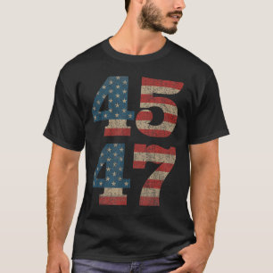 T-shirt Trump 2024 45 47 Vintage American Flag Retro 4547