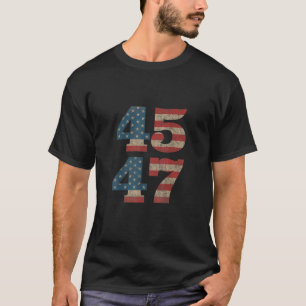 T-shirt Trump 2024 45 47 Vintage American Flag Retro 4547