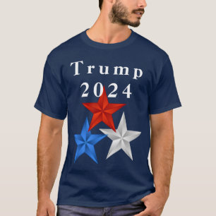 T-shirt Trump 2024 Étoile Rouge, Blanche Et Bleue